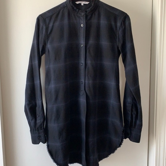Helmut Lang Wool cashmere Plaid collarless button front Tunic - Picture 1 of 6